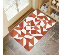 KRSAZCM Géométrie Simple Paillasson D'Entrée Discret Absorbant - 45 x 75 cm - Antidérapant -Carré Semi-Circulaire Tapis pour Entrée d'animaux Salle Bain - Brun