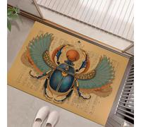 KRSAZCM Insectes L'Égypte Antique Paillasson D'Entrée Discret Absorbant - 45 x 75 cm - Totem Scarabée Tapis Sol pour Entrée d'animaux Cuisine Salle Bain - Brun Terreux