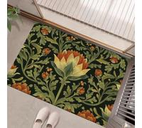 KRSAZCM Lianes Chardon Coréennes Paillasson Intérieur, 60 x 90 cm Tapis Entrée Extérieur Imperméable Antidérapant, William Morris Tapis pour Entrée Lavable Cuisine Salle de Bain- Vert Foncé