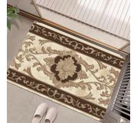 KRSAZCM Motif À Volutes Classique Tapis d'entrée, Maroc Rétro Antidérapant Paillasson Entrée Lavable - Brun Foncé Tapis de Porte Absorbant pour Hall Salle de Bain, 60 x 90 cm