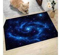 KRSAZCM Nébuleuses Et Galaxies Paillasson Intérieur, 90 x 150 cm Tapis Entrée Extérieur Antidérapant, Photographie Cosmique Tapis pour Entrée Lavable Cuisine Salle de Bain- Bleu-Noir