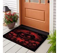 KRSAZCM Noir Et Rouge Paillasson Attrape-Poussière, Vignes Monstres Citrouille Tapis De Sol Antidérapant, Halloween d'horreur Sombre Absorbantes pour Entrée Porte Couloir - 80 X 120 Cm