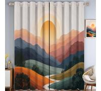 KRSAZCM Paysage Abstrait 100% Rideau Occultant Thermique, Vallée du Lever du Soleil Rideaux Opaque À Oeillets pour Fenetre Cuisine Chambre Salon - L140×H240Cm (2 Panneaux)