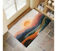 KRSAZCM Paysage Abstrait Tapis d'entrée intérieur - Vallée du Lever du Soleil paillasson Lavable à Motifs, Rose Clair Tapis antidérapant pour Salle des Enfants, Cuisine Chambre - 45 x 75 cm
