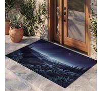 KRSAZCM Paysages Naturels du Ciel Nocturne Paillasson Attrape-Poussière, Forêt Montagne Ciel Étoilé Tapis De Sol Lavable en Machine, 40 X 60 Cm Tapis D'Entrée pour Chien Entrée - Bleu Foncé