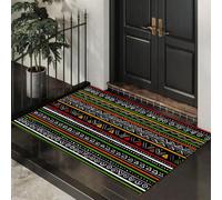 KRSAZCM Peuple Africain Traditionnel Paillasson D'Entrée Discret Absorbant - 45 x 75 cm - Antidérapant -Tribu Géométrique Colorée Tapis De Sol pour Entrée d'animaux Salle De Bain - Sombre