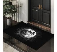 KRSAZCM Photographie Spatiale Tapis d'entrée intérieur - Lune Spatiale paillasson Lavable à Motifs, Noir Charbon Tapis antidérapant pour Salle des Enfants, Cuisine Chambre - 40 x 60 cm