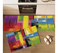 KRSAZCM Résumé Moderne Tapis de Cuisine Devant Evier Antidérapant Lavable, Blocs Couleur Géométriques Tapis Couloir Absorbant pour Buanderie Cuisine Salle de Bain - 50x80+50x120cm