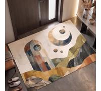 KRSAZCM Résumé Moderne Tapis D'Entrée Intérieur - Lune Arquée Géométrique Paillasson Lavable À Motifs, Gris-Vert Tapis Antidérapant pour Salle des Enfants, Cuisine Chambre - 40 X 60 Cm