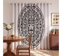 KRSAZCM Rideaux De Noël À Isolation Thermique Et Réduction du Bruit avec Imprimé Totem Dieu Soleil pour Salon Et Chambre À Coucher - L140×H240Cm (2 Panneaux) - Gris