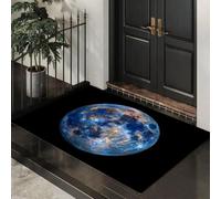 KRSAZCM Thème Spatial Tapis d'entrée intérieur - Terre Spatiale paillasson Lavable à Motifs, Bleu Tapis antidérapant pour Salle des Enfants, Cuisine Chambre - 90 x 150 cm