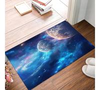 KRSAZCM Univers Planète Paillasson D'Entrée Discret Absorbant - 45 X 75 Cm - Antidérapant -Nébuleuse Céleste Tapis De Sol pour Entrée d'animaux Salle De Bain - Bleu Royal