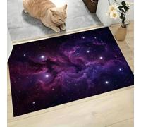 KRSAZCM Violet Foncé Paillasson Attrape-Poussière, Nébuleuse des Rêves Tapis de Sol Antidérapant, Thème l'espace Céleste Absorbantes pour Entrée Porte Couloir - 50 x 80 cm