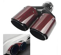 Krtopo 2.5 "Entrée 63MM Double Embout D'échappement Carbone Embout De Queue De Voiture 3.5" Sortie (Rouge Brillant Et Noir)