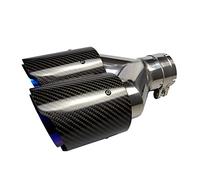 Krtopo 63MM (Entrée) Double Embout D'échappement 3.5" (Sortie) Carbone Tuyau D'échappement De Voiture Embout Arrière (Bleu Rôti Bleu)