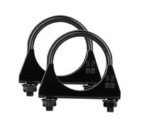 Krtopo Collier de Pot 2PCS Collier de Serrage Fixation pour Silencieux Type U Renforcé Universel en Acier Inoxydable Épaissi Noir pour Raccord de Tuyau d'Échappement (52mm)