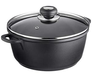 Krüger 2027348 Delta Cast Casserole avec Couvercle en Verre/Aluminium Noir 24 cm