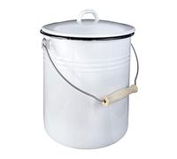 Krüger 2056821 Poubelle avec Couvercle Emaillé Blanc 10 L