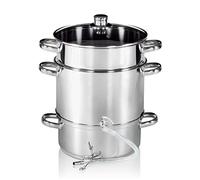 Krüger Extracteur de jus de fruits en acier inoxydable, 26 cm, pour extraire le jus naturel de fruits et légumes en douceur selon le principe de l'extracteur à vapeur