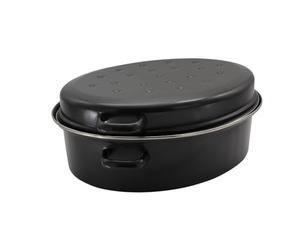Krüger GBCS42 Marmite d'oie Torréfaction Etain Émail Noir/Chromé 42 cm