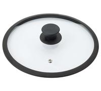 Krüger GL20S Couvercle universel en verre avec bord en silicone, Ø 20 cm, clair/noir