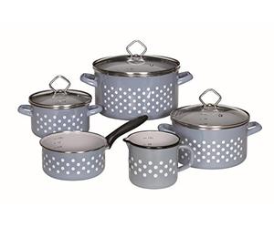 Krüger Karl 99527 Rügen 5 pièces Ensemble de casseroles, Acier, Bleu avec punketen Blanches, 60 x 40 x 30 cm