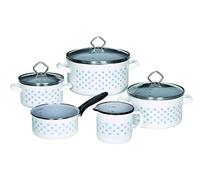 Krüger Karl 99534 Pot 5 pièces Baltrum Faitout, Acier, Blanc avec des Points Gris 60 x 40 x 30 cm