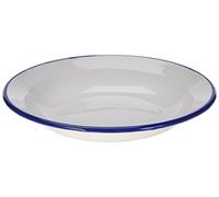 KRÜGER Karl Husum Assiette Creuse en Acier Blanc avec Bord Bleu 24 cm