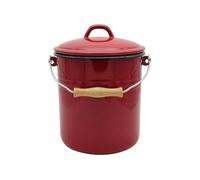 KRÜGER Karl Poubelle 5 l en émail domestique rouge avec couvercle