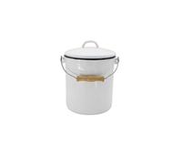 Karl Krüger Poubelle en émail M5 – 5 l, blanc/noir, avec couvercle, 20 x 20 x 23 cm