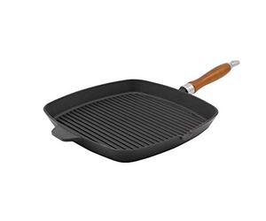 Krüger Karl Rustica Poêle à Steak en Fonte carrée avec Bec verseur 28 x 28 cm