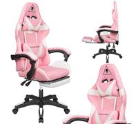 Krüger&Matz Chaise de Jeu, Cuir PU PVC PVC Polychlorure de Vinyle, Blanc et Rose, Jeden Rozmiar