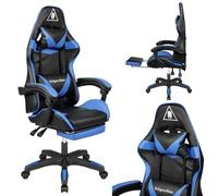 Krüger&Matz GX-150 Chaise de Gaming, Polychlorure de Vinyle Chlorure de polyvinyle (PVC) Similicuir, Noir et Bleu, Jeden rozmiar