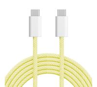 Krüger&Matz KM1271 Câble USB C vers USB C 1,5 m Jaune - 60 W Câble de charge rapide en nylon tressé - Câble de données USB 2.0 480 Mbps - Câble de charge de haute qualité pour smartphone, tablette
