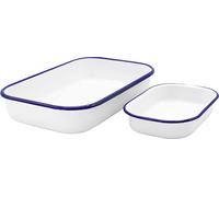 Krüger Moule à soufflé Lasagne 26 + 32cm acier émaillé, blanc/bleu, 2 pièces (1 set)