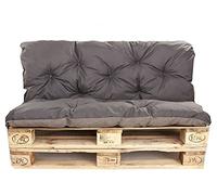 kruger Coussins Palette, Coussins pour palettes externes/Coussin Euro Palette, Coussin canapé, Coussin Salon de Jardin (Set:120x80+120x40cm, Gris Foncé)