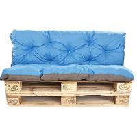 kruger Coussins Palette, Coussins pour palettes externes/Coussin Euro Palette, Coussin canapé, Coussin Salon de Jardin (Set:120x60+120x40cm, Bleu)