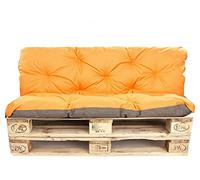 kruger Coussins Palette, Coussins pour palettes externes/Coussin Euro Palette, Coussin canapé, Coussin Salon de Jardin (Set:120x60+120x40cm, Orange)