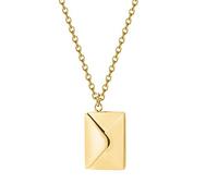 krui Enveloppe De Lettre d'amour Pendentif Collier sur Mesure Bijoux en Acier Inoxydable Sculpture Portrait Animal De Compagnie Plaque Signalétique Animal Cadeau Commémoratif (Gold,Texte)