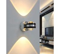 KRUIHAN Applique murale LED 6 W vers le haut et vers le bas - Applique effet intérieur en aluminium pour couloir, chambre à coucher, chevet, maison, loft, salon, blanc chaud