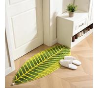 KRUIHAN Tapis de Bain Grand Format 45x120cm, Forme Feuille Verte, Moelleux Absorbant, Fond TPR Antidérapant, Bords Renforcés Durables, Idéal pour Salle de Bain, Cuisine, Entrée et Couloir