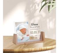 KRUIJHEU Cadre photo personnalisé pour annonce de naissance avec statistiques pour chambre d'enfant, cadre photo personnalisé pour nouveau-né, cadeau pour les nouveaux parents (tricolore, 240 x 230 x
