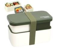 Krujecnt Boîte à déjeuner pour adulte | Bol étanche de 1450 ml qui passe au micro-ondes | Récipient de préparation des repas à 2 niveaux avec ensemble d'ustensiles et sangle d'étanchéité | pour