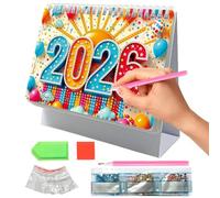 Krujecnt Calendrier de Bureau Gem Art 2026 - Calendrier de Bureau 12 Mois pour Planifier et Décorer | Ornement Artisanal pour Gestion du Temps et Organisation des Tâches