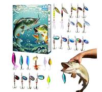 Krujecnt Calendrier de l'Avent de Pêche | Calendrier De Pêche 24 Jours Avent De Noël | Kit De Leurres Réalistes - pour Pêcheurs Eau Douce Salée Adultes Hommes Adolescents Garçons Père Plein Air