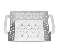 Krujecnt Panier Gril Barbecue | Panier À Griller Compact - Grille De Cuisson en Acier Inoxydable Renforcée pour Camping Viande Légumes Crevettes