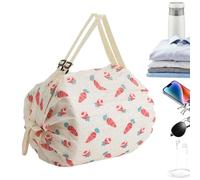 Krujecnt Sac de courses pliable, sacs de courses réutilisables avec poignées | Sac fourre-tout en nylon résistant avec poignées pour voyage, camping, gym, école, pique-nique, week-end, b, Refer to