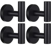 Kruodop Lot de 4 crochets muraux pour salle de bain, porte-serviettes, crochet mural noir mat, crochet robuste pour porte en acier inoxydable, pour cuisine, chambre, hôtel, piscine, manteaux - Noir