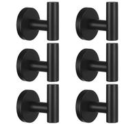 Kruodop Lot de 6 crochets muraux pour salle de bain, porte-serviettes, crochets noirs mats, crochets robustes pour porte en acier inoxydable pour cuisine, chambre, hôtel, piscine, manteaux - Noir