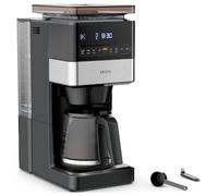 Krups Grind Aroma XL KM842810 Machine à café filtre, broyeur conique amovible, panneau de commande numérique, capacité XL (1,5 l), fonction maintien au chaud, verseuse en verre, noir/acier inoxydable